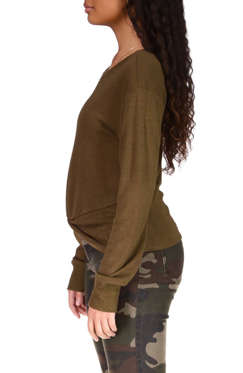 Sanctuary Knot Front Knit Top, Alternate, color, Olive Oil
