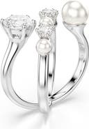 Swarovski Cubic Zirconia & Glass Pearl Matrix Ring