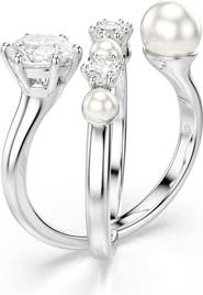 Swarovski Cubic Zirconia & Glass Pearl Matrix Ring