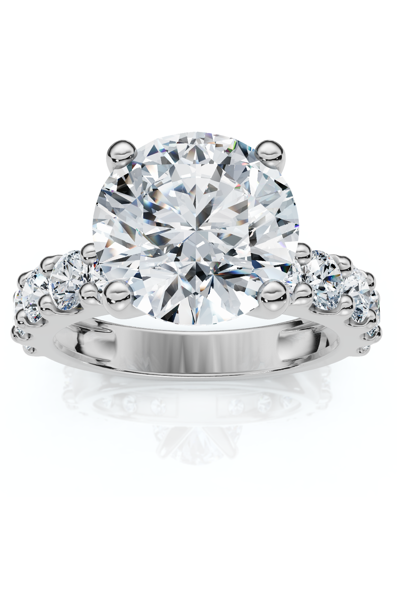 Certified 4Ct Round Cut Diamond Accent Engagement Ring 14k Gold Lab Grown, Main, color, 14k White Gold