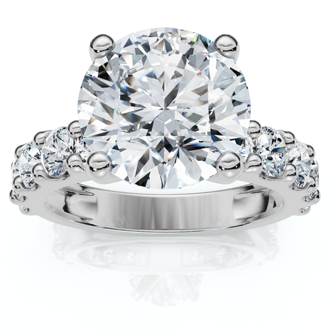 Certified 4Ct Round Cut Diamond Accent Engagement Ring 14k Gold Lab Grown