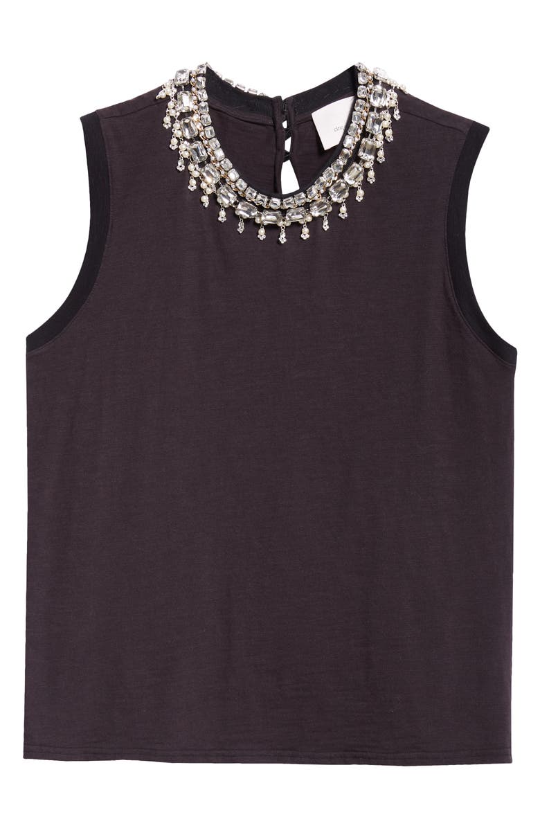 Cinq à Sept Brielle Embellished Jewel Cotton Tank, Alternate, color,