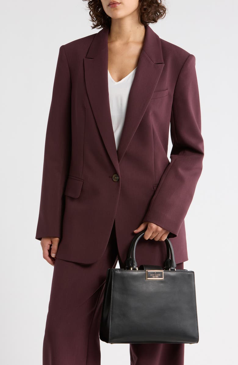 Kate Spade New York reegan leather satchel, Alternate, color, Black