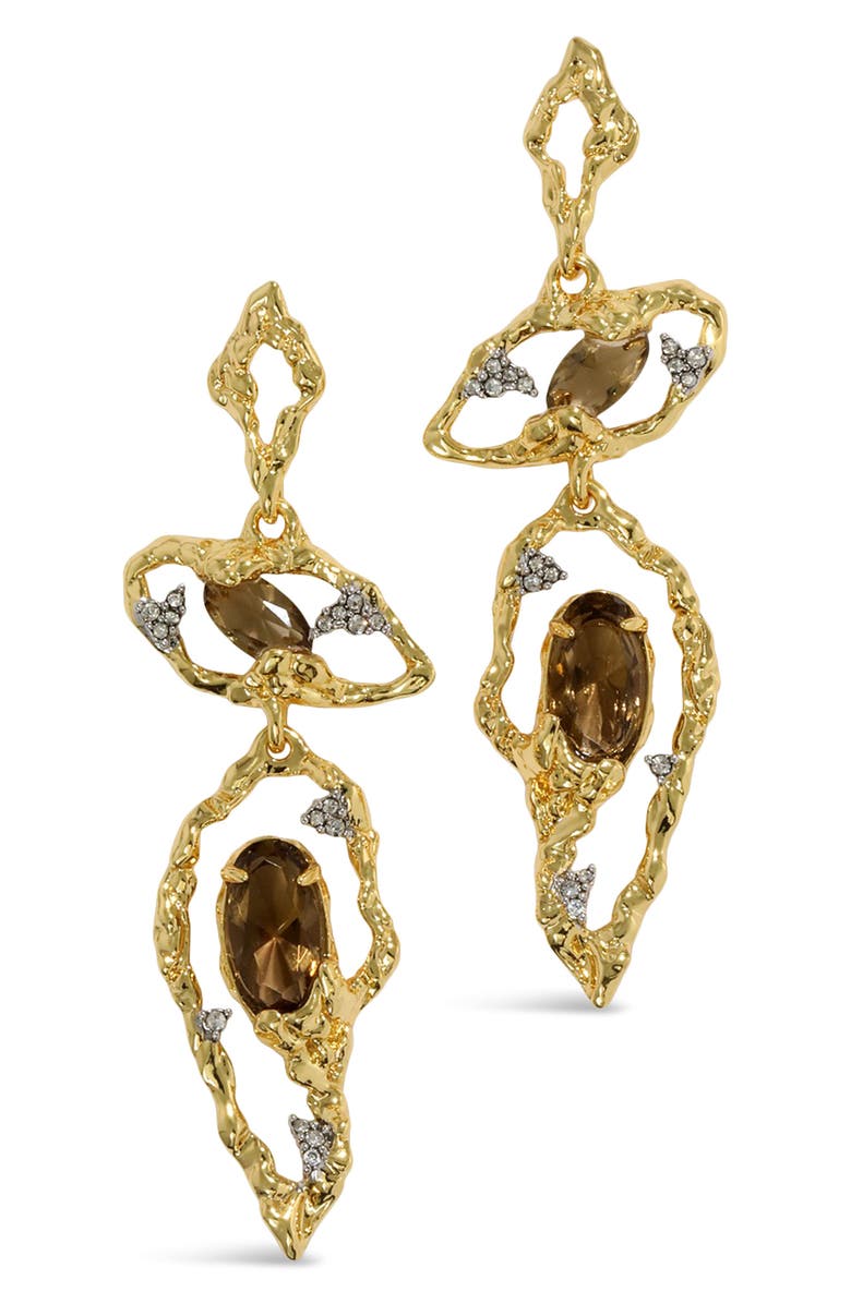 Alexis Bittar Brut Smoky Topaz & Crystal Drop Earrings, Main, color, 