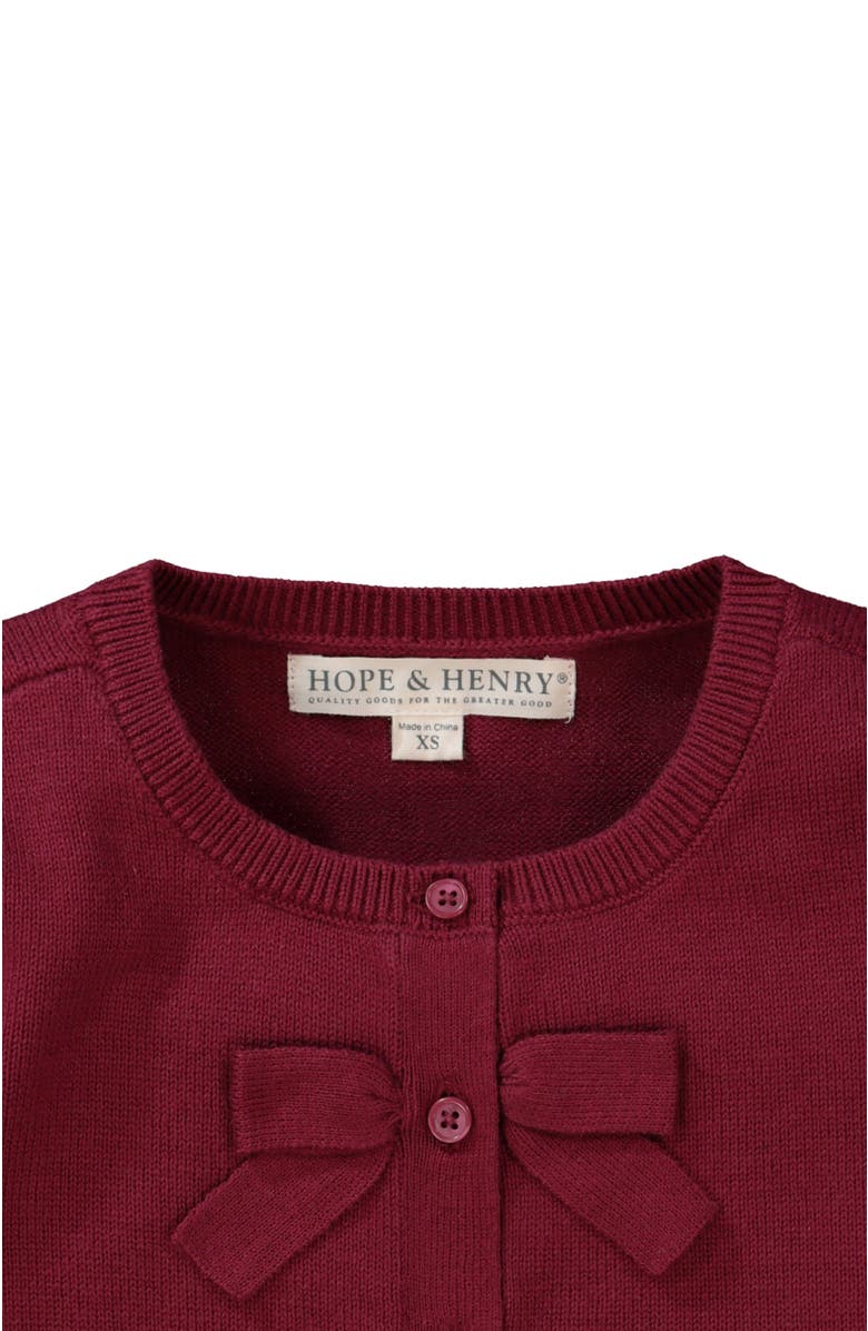 Hope & Henry Girls' Bow Front Cardigan, Infant, Alternate, color, Berry