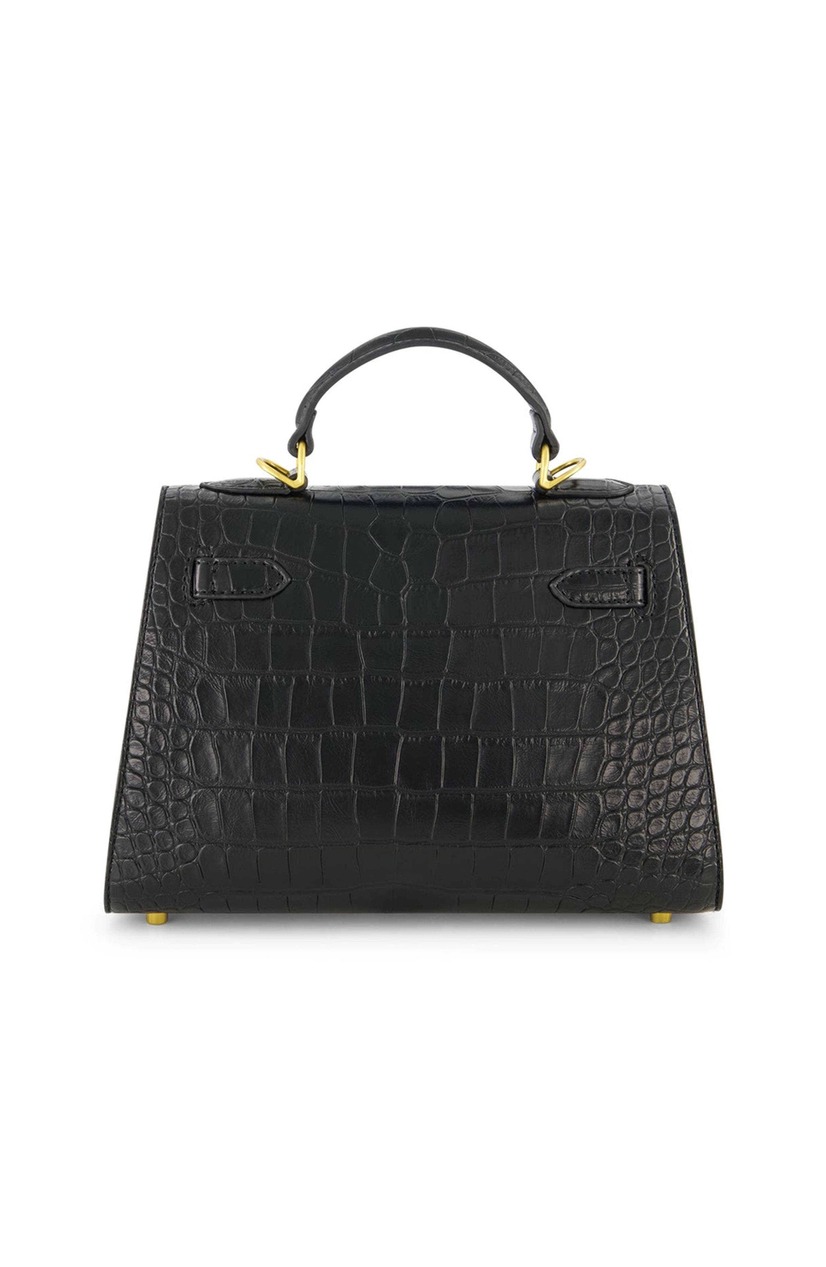 The Noli Shop Kayla Croco Handbag, Alternate, color, Black
