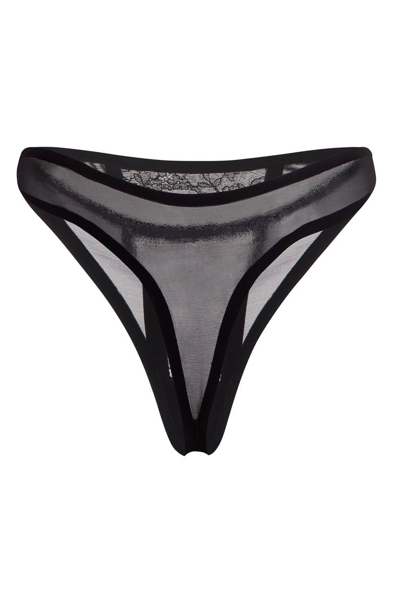 Wolford Lace & Mesh Thong, Alternate, color, 
