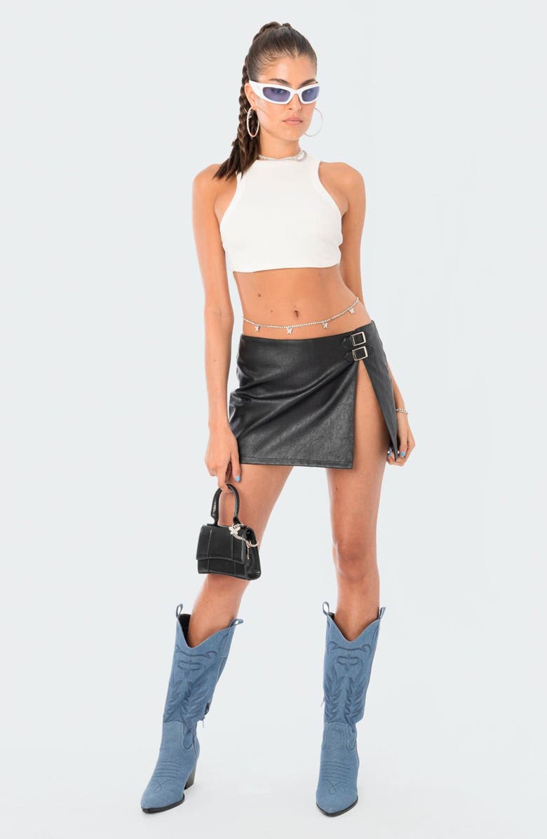 EDIKTED Gwyneth Faux Leather Skirt, Alternate, color,