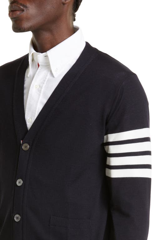 Thom Browne 4-bar Merino Wool Cardigan In Black