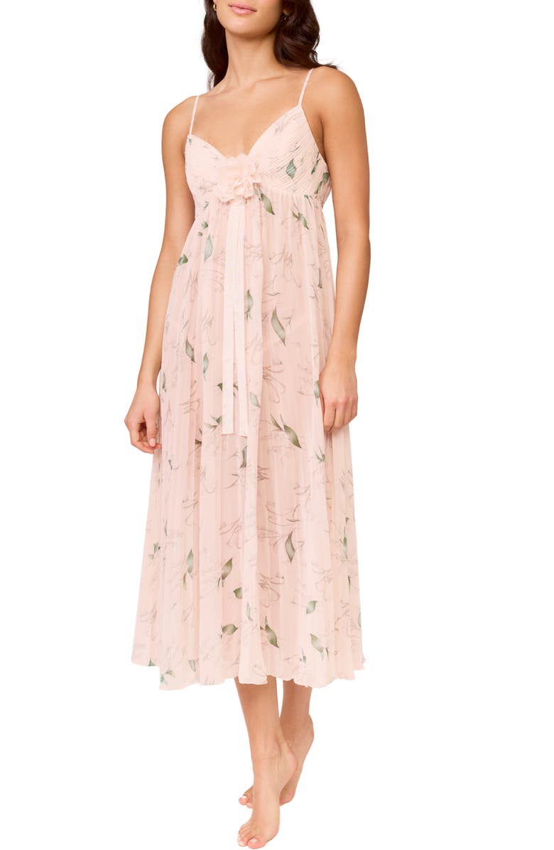 Rya Collection Floral Print Nightgown & Choker, Alternate, color, 