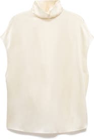 MANGO Selection Mock Neck Silk Satin Top