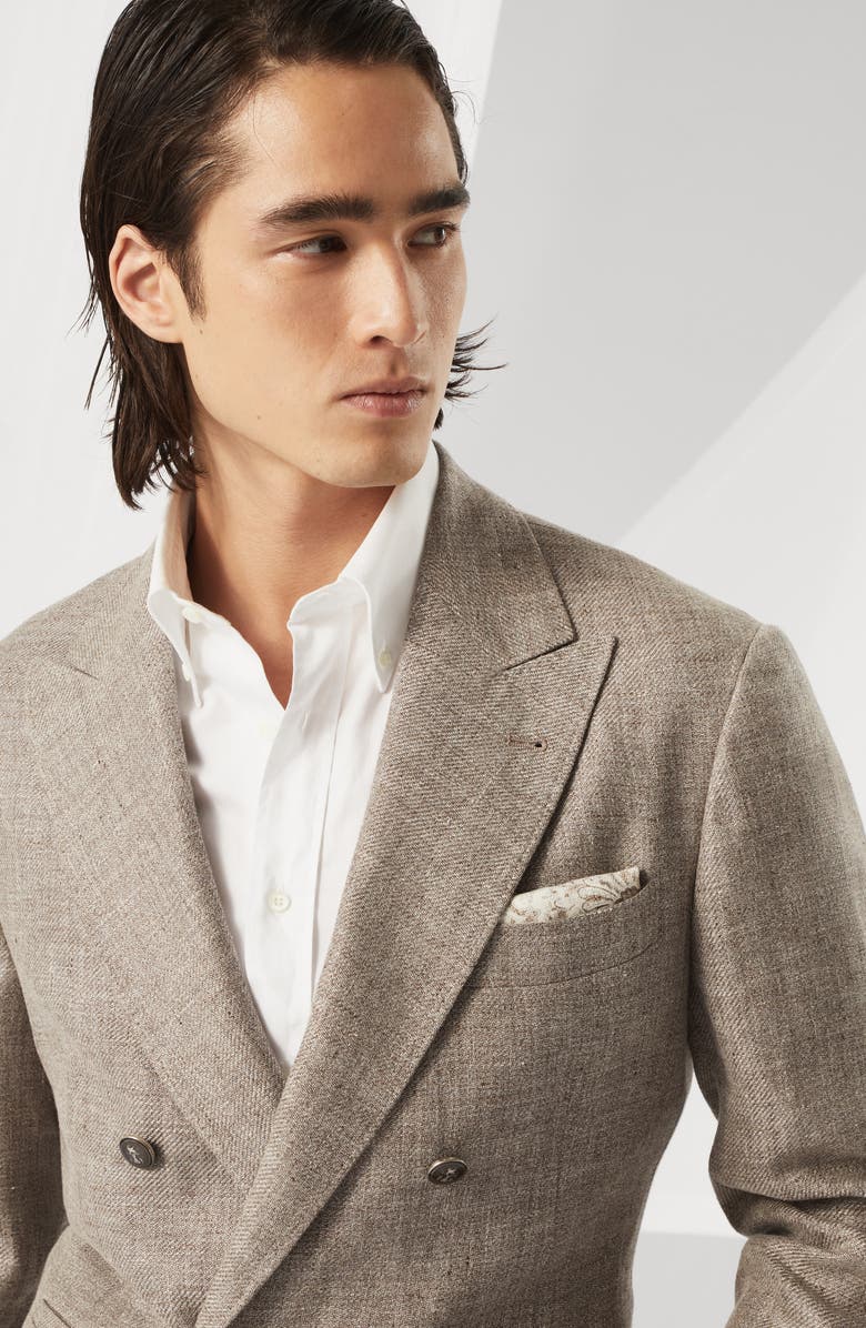 Brunello Cucinelli Diagonal twill unconstructed blazer, Alternate, color, 