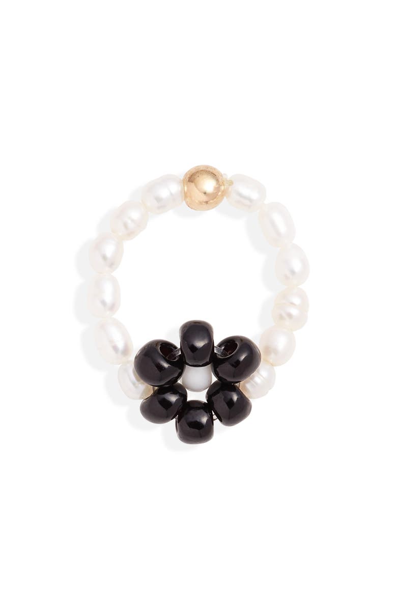 SIIZU Gili Flower Genuine Pearl & Bead Ring, Main, color,