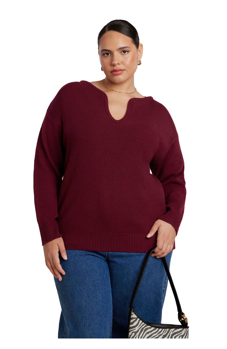 ELOQUII Deep V-Neck Sweater, Alternate, color,
