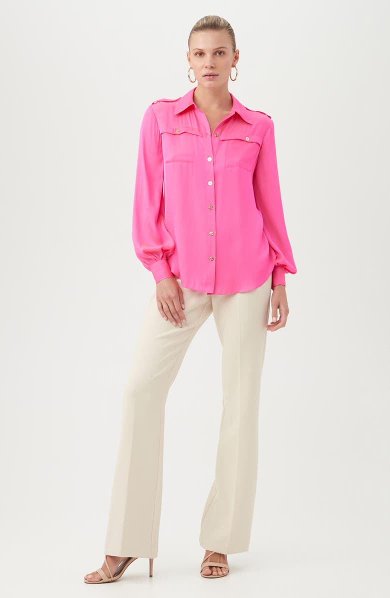 Trina Turk Astoria Silk Blend Button-Up Shirt, Alternate, color, 
