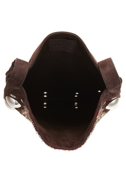 Valentino Nellcote Medium Studded Fringed Suede Crossbody Bag In Brown