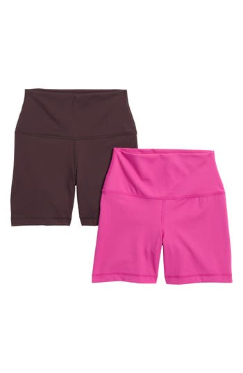 90 Degree By Reflex Assorted 2-pack Bike Shorts In Pink Plum/chocolate Torte