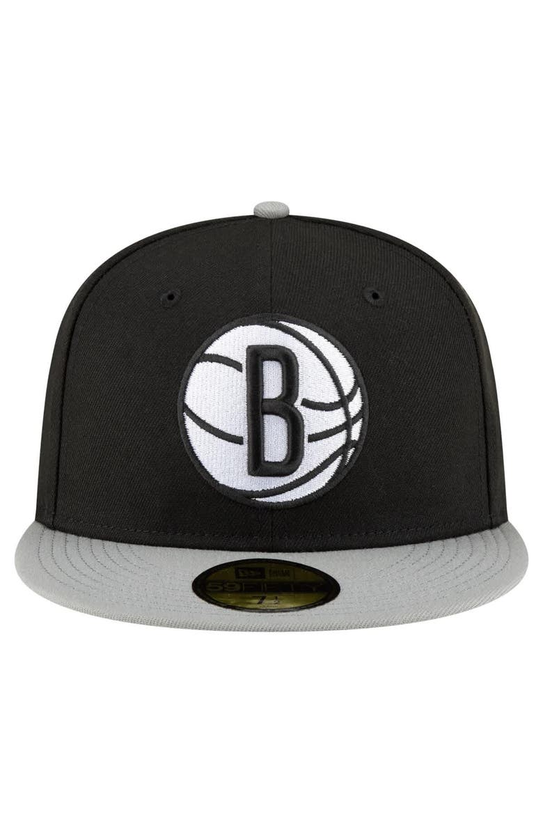 New Era Men's New Era Black/White Brooklyn Nets 2-Tone 59FIFTY Fitted Hat, Alternate, color, Black