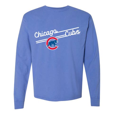 Women's Soft as a Grape  Light Blue Chicago Cubs Pigment Dye Long Sleeve T-Shirt