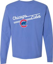 SOFT AS A GRAPE Women's Soft as a Grape Light Blue Chicago Cubs Pigment Dye Long Sleeve T-Shirt