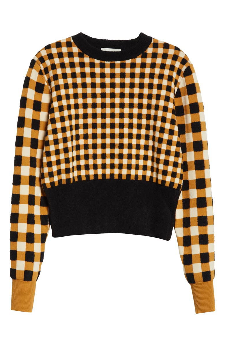 Molly Goddard Ilse Variegated Check Cotton & Wool Blend Sweater, Alternate, color,