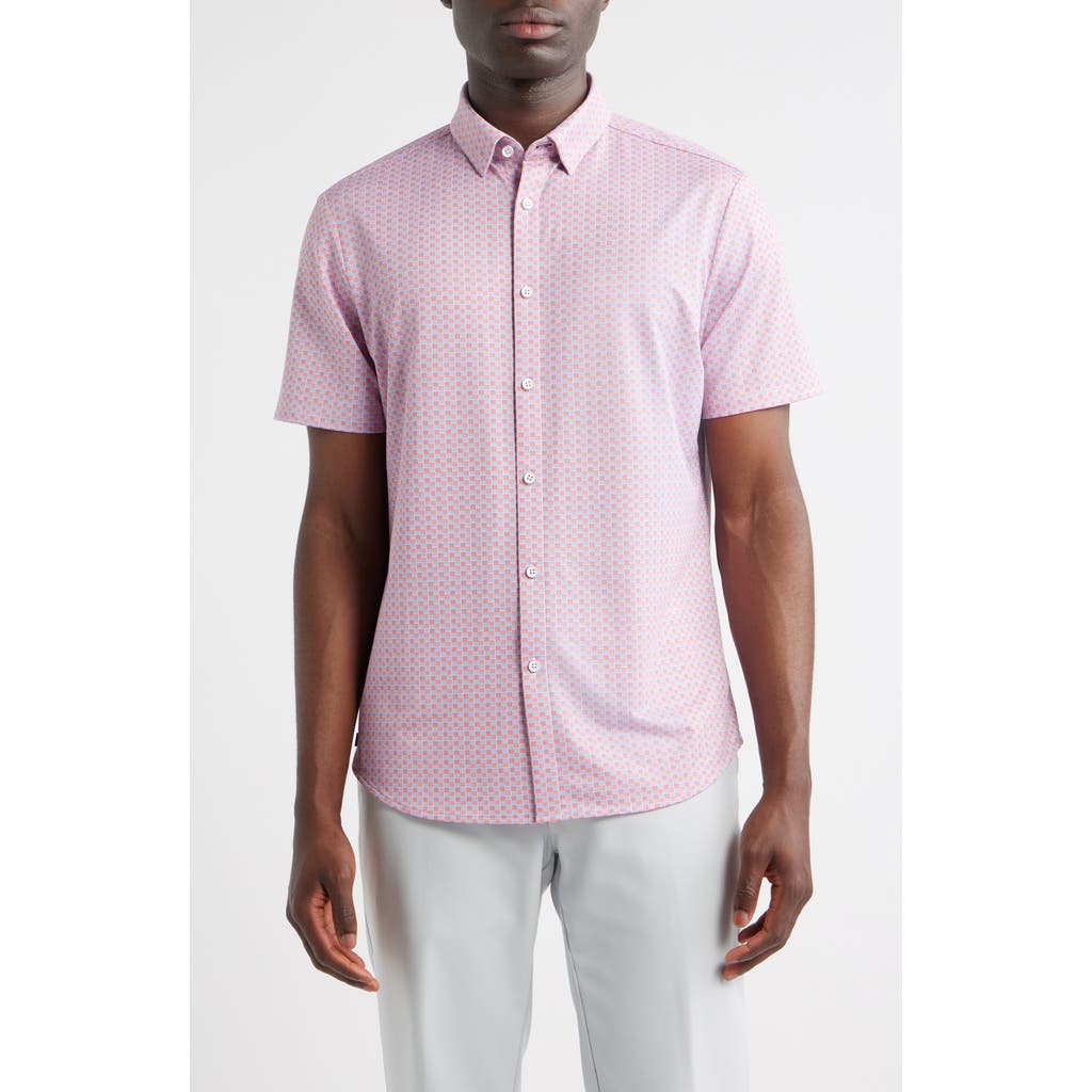 Mizzen+Main Halyard Trim Fit Check Short Sleeve Button-Up Shirt in Red Clay Weave  product