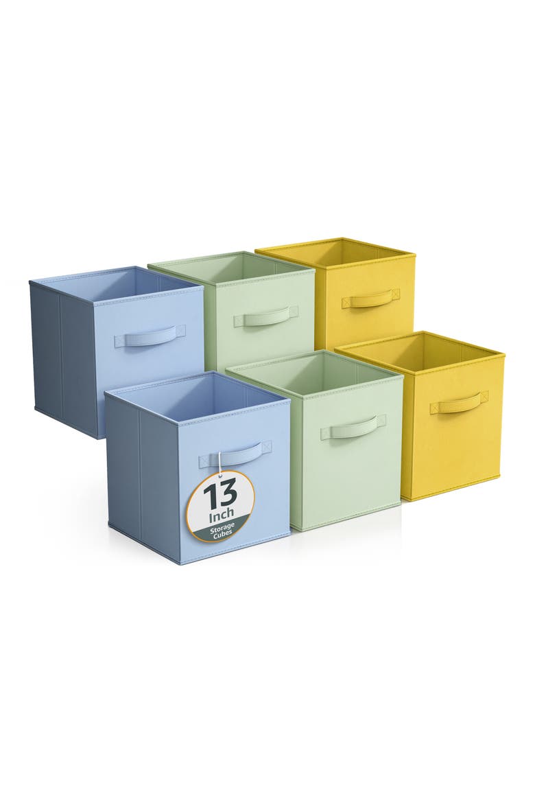 6-Pack Large Collapsible Storage Bins, Main, color, PASTEL BLUE/ GREEN/ YELLOW