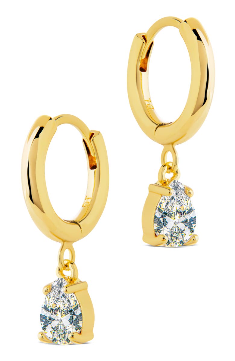 Sterling Forever Cubic Zirconia dangle Huggie Hoop Earrings, Alternate, color, Gold