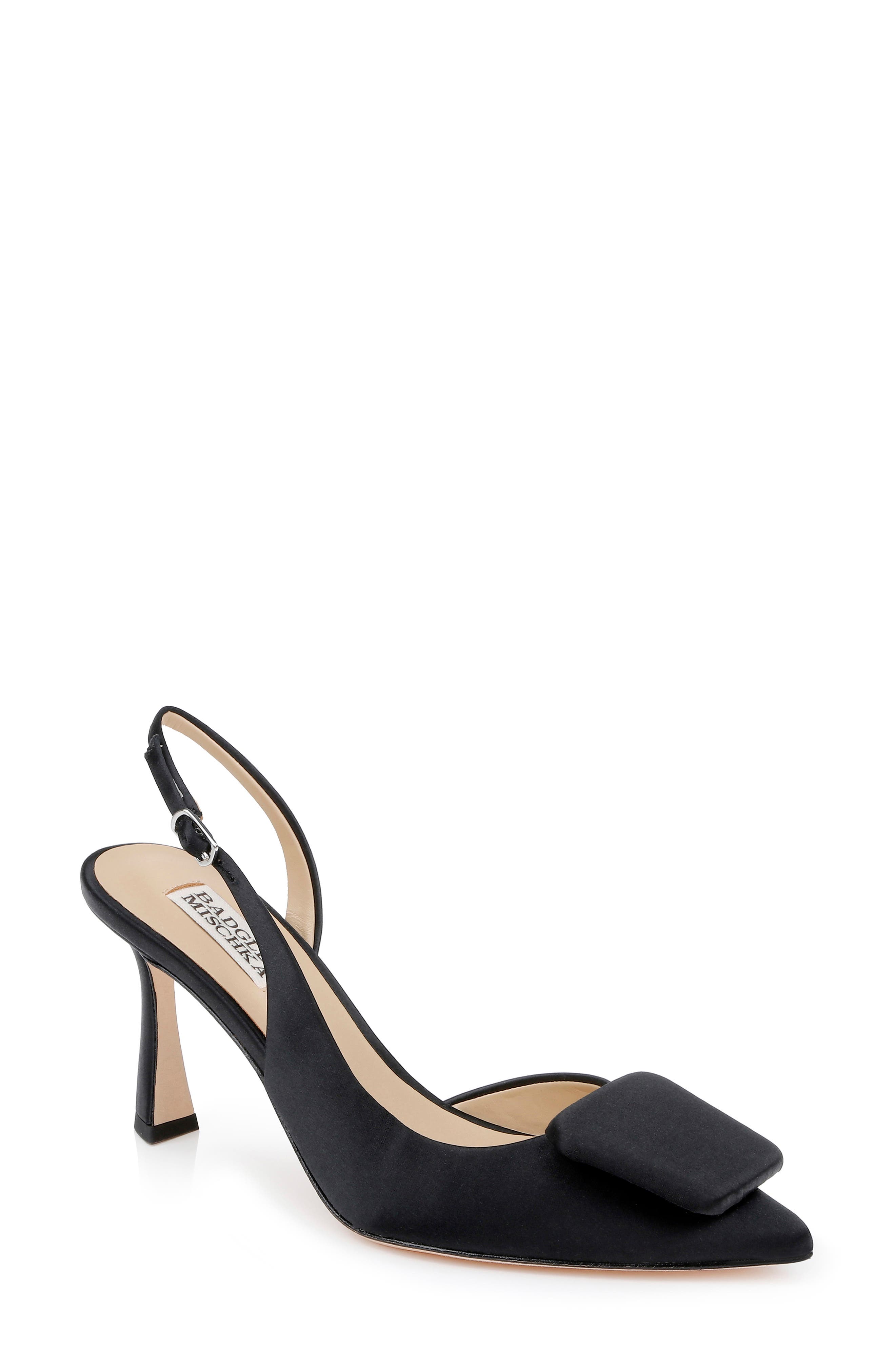 Badgley Mischka Collection Graciella Slingback Half d'Orsay Pointed Toe Pump, Main, color, Black Satin
