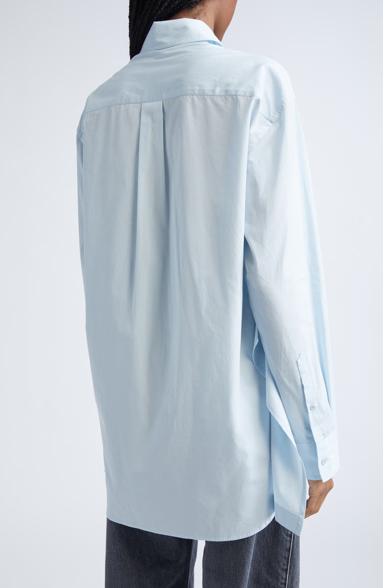 JW Anderson Crockery Embroidery Draped Peplum Shirt, Alternate, color, Pale Blue