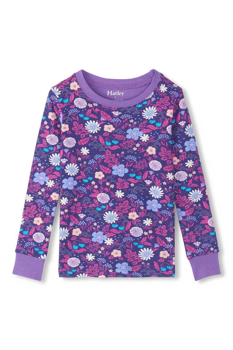 Kids' Tiny Flowers Two-Piece Organic Cotton Pajamas, Alternate, color, PURPLE