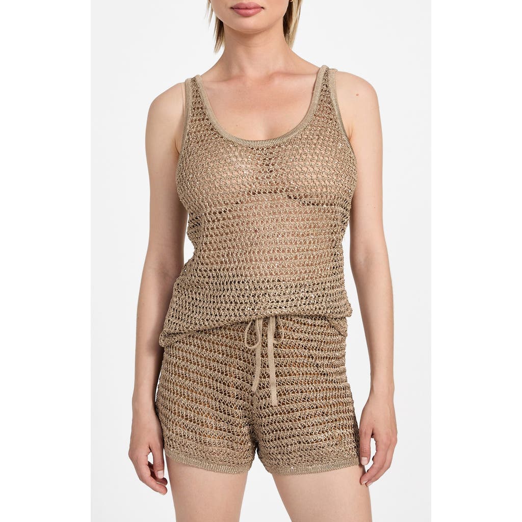 Guess Ava Open Stitch Tank In Brown