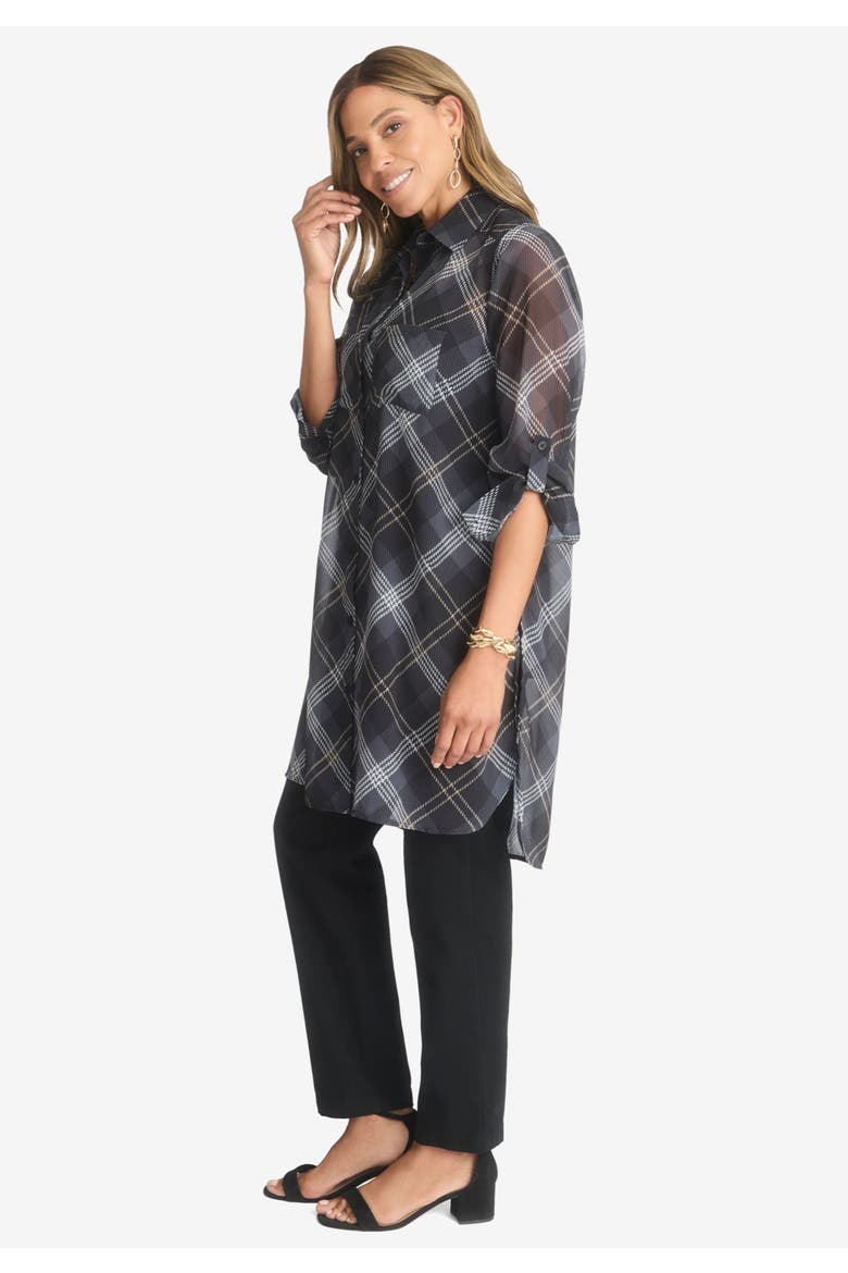 Sheer Georgette Mega Tunic, Alternate, color, PINK BURST PAINTED SCROLL