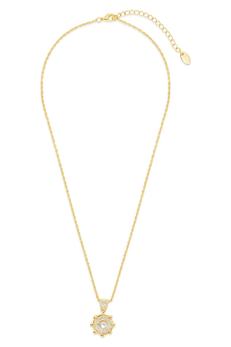 Etta Cubic Zirconia & Faux Pearl Pendant Necklace, Alternate, color, GOLD