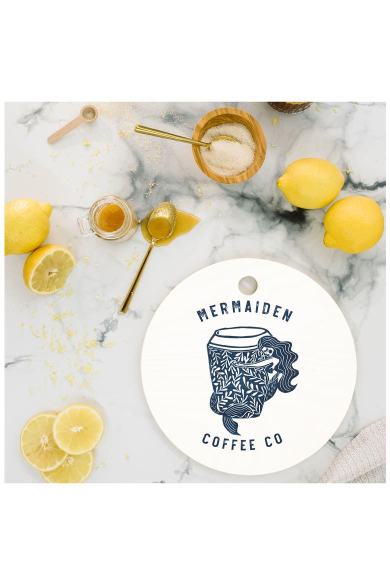 Mermaiden Coffee Cutting Board, Alternate, color, WHITE