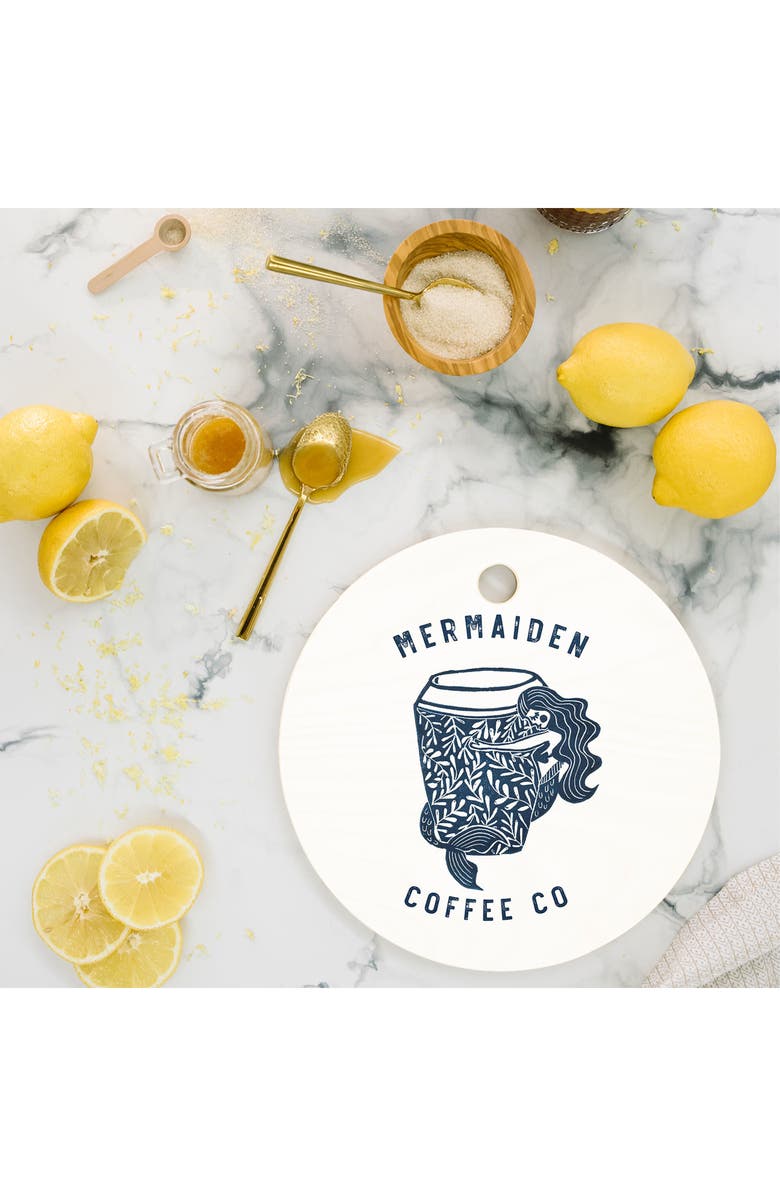 Deny Designs Mermaiden Coffee Cutting Board, Alternate, color, White