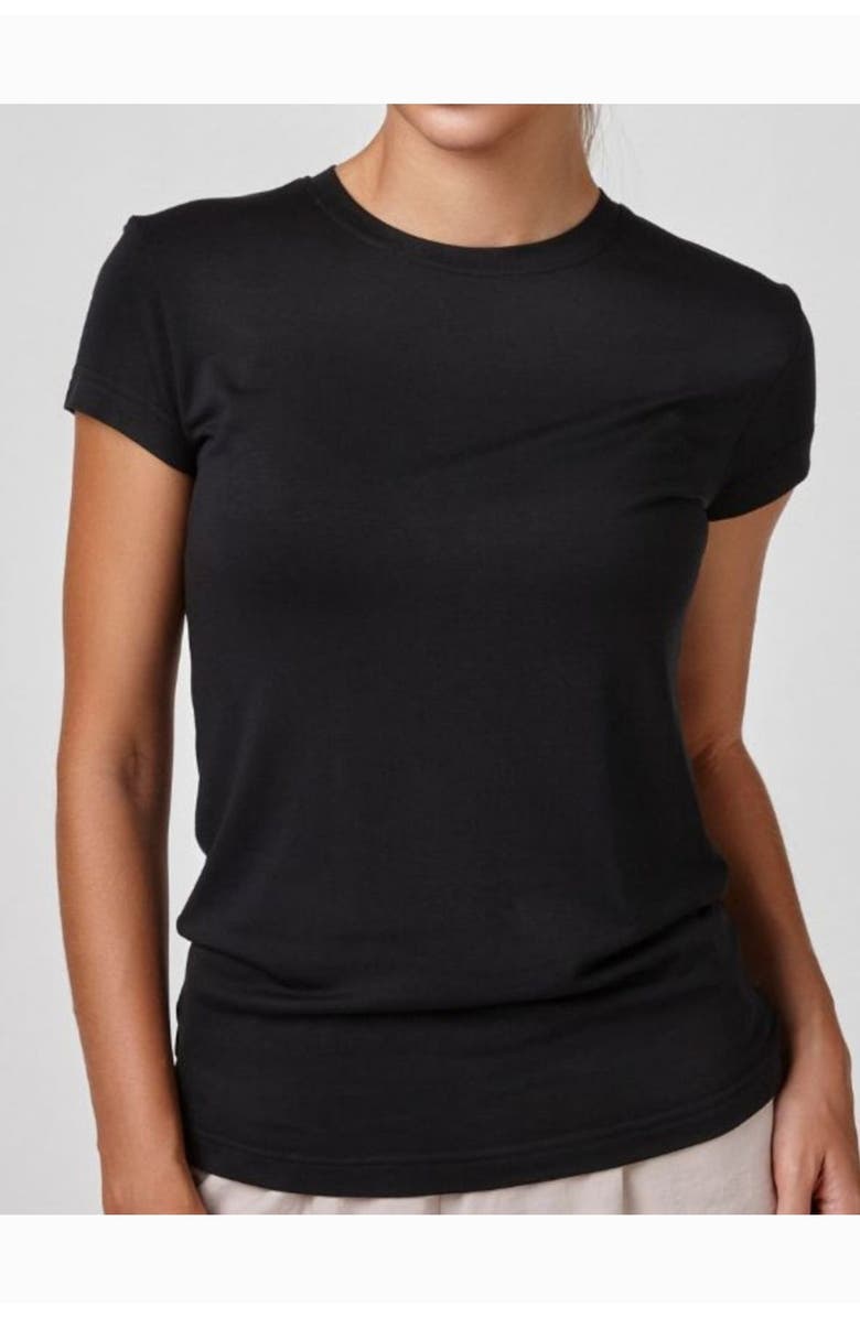 Forever & Always Shoes Vaela Women's Crewneck Short Sleeve Modal Blend Bodysuit, Alternate, color, Black