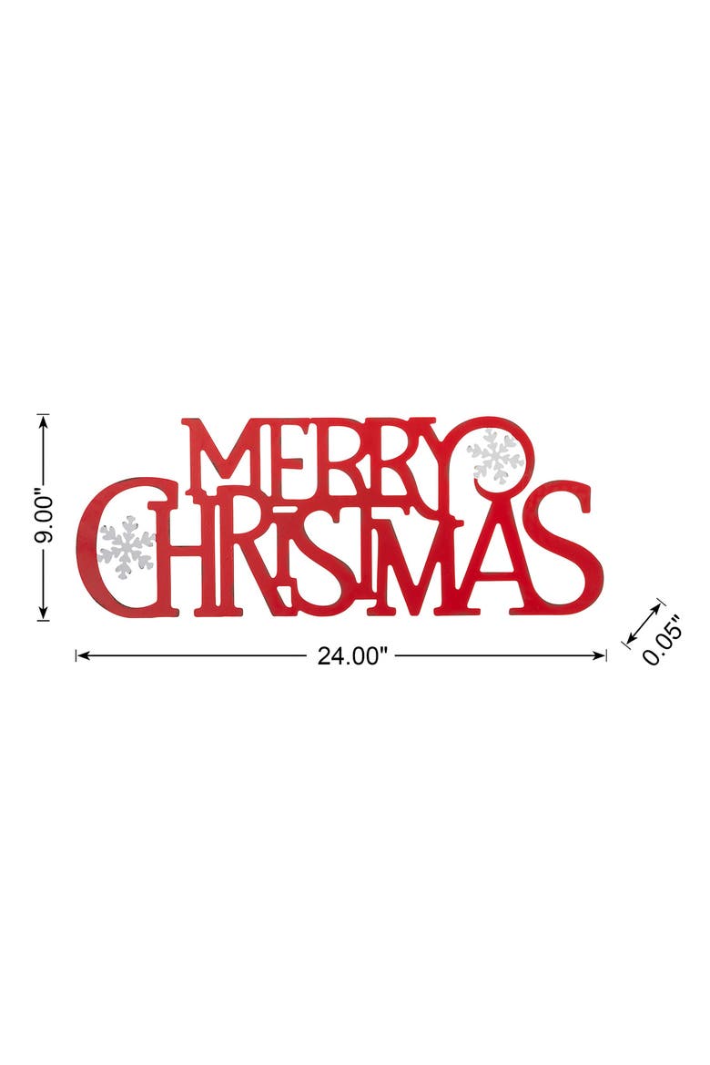 Metal MERRY CHRISTMAS or HAPPY HOLIDAYS Wall Decor, Alternate, color, Red