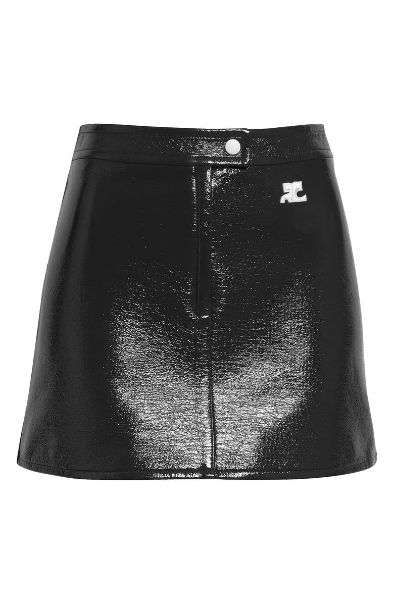 Courrèges Re-Edition Vinyl Miniskirt, Alternate, color, Black