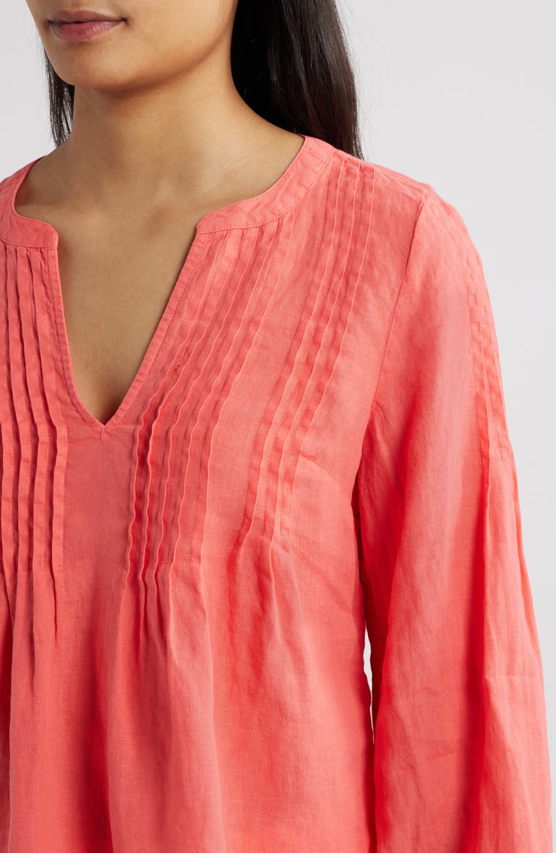 Tommy Bahama Costalina Pintuck Linen Peasant Top, Alternate, color, Melon Berry