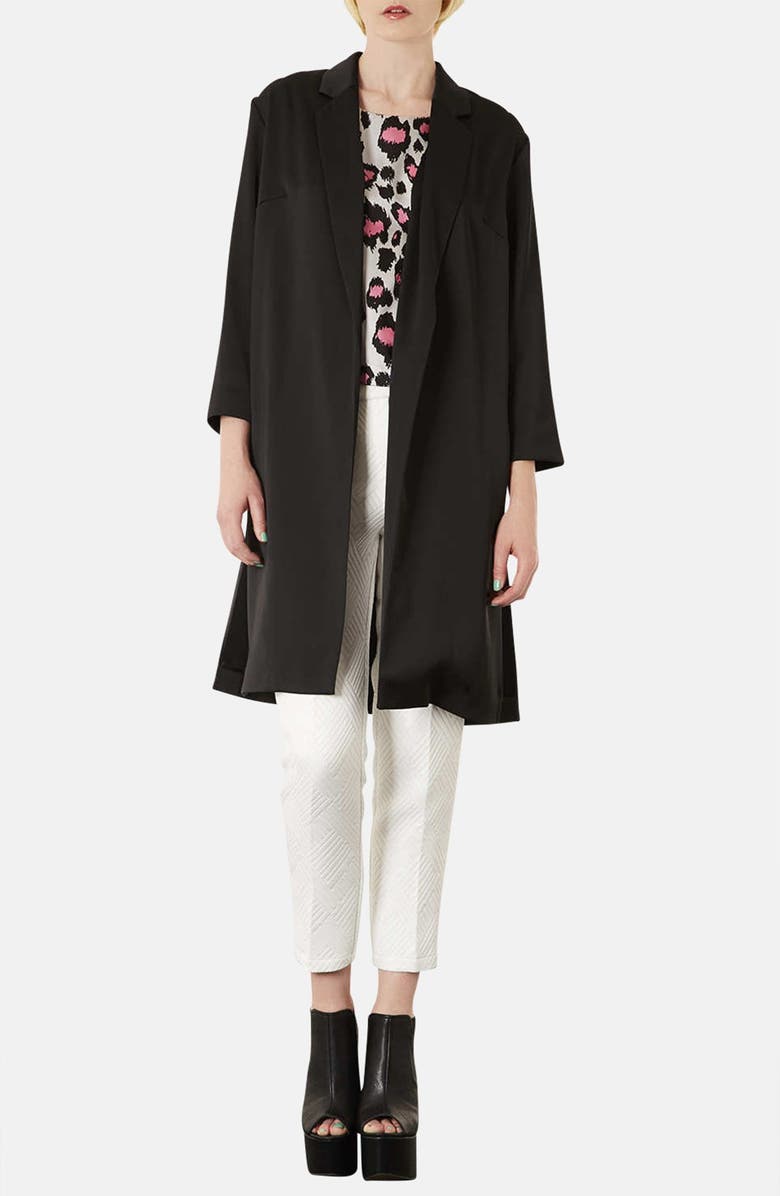 Topshop Side Split Satin Coat, Alternate, color,