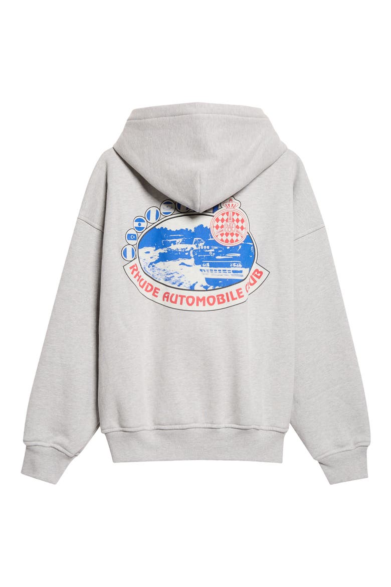 Automobile Club Zip Cotton Blend Fleece Hoodie, Alternate, color, HEATHER GREY/ RED/ WHITE/ BLUE