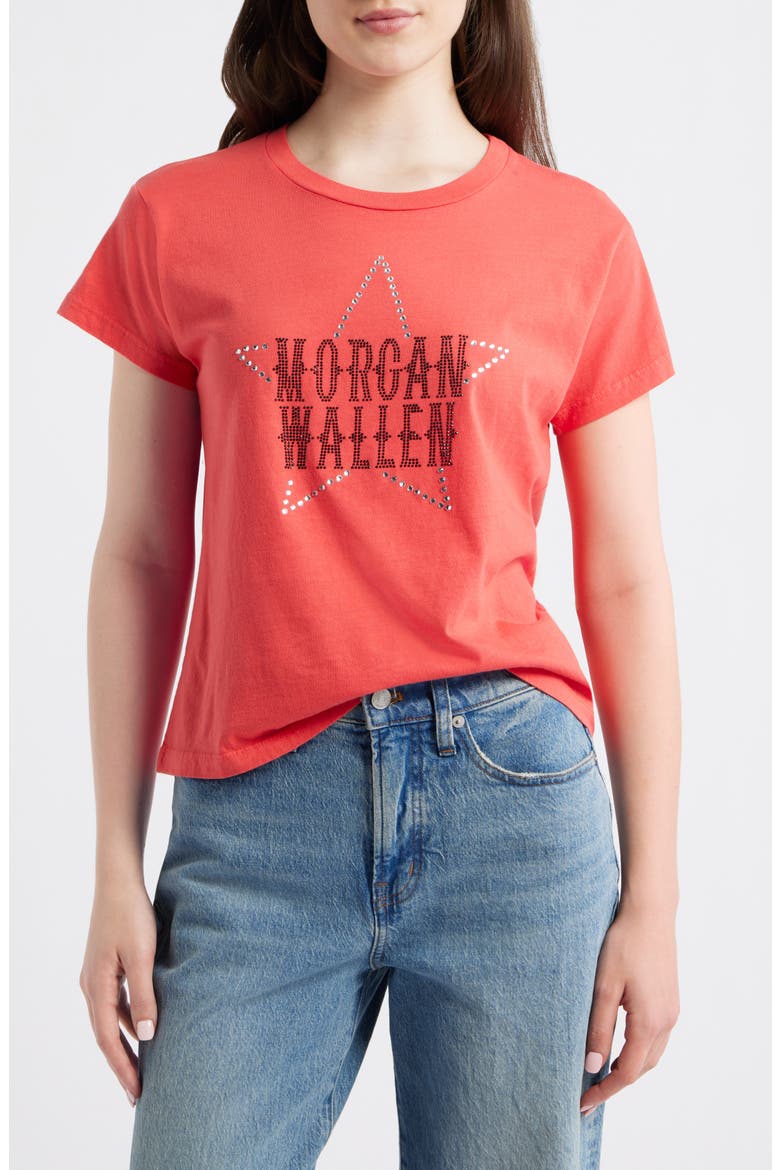 Morgan Wallen Rhinestone Star Graphic T-Shirt, Main, color, DEEP SEA CORAL