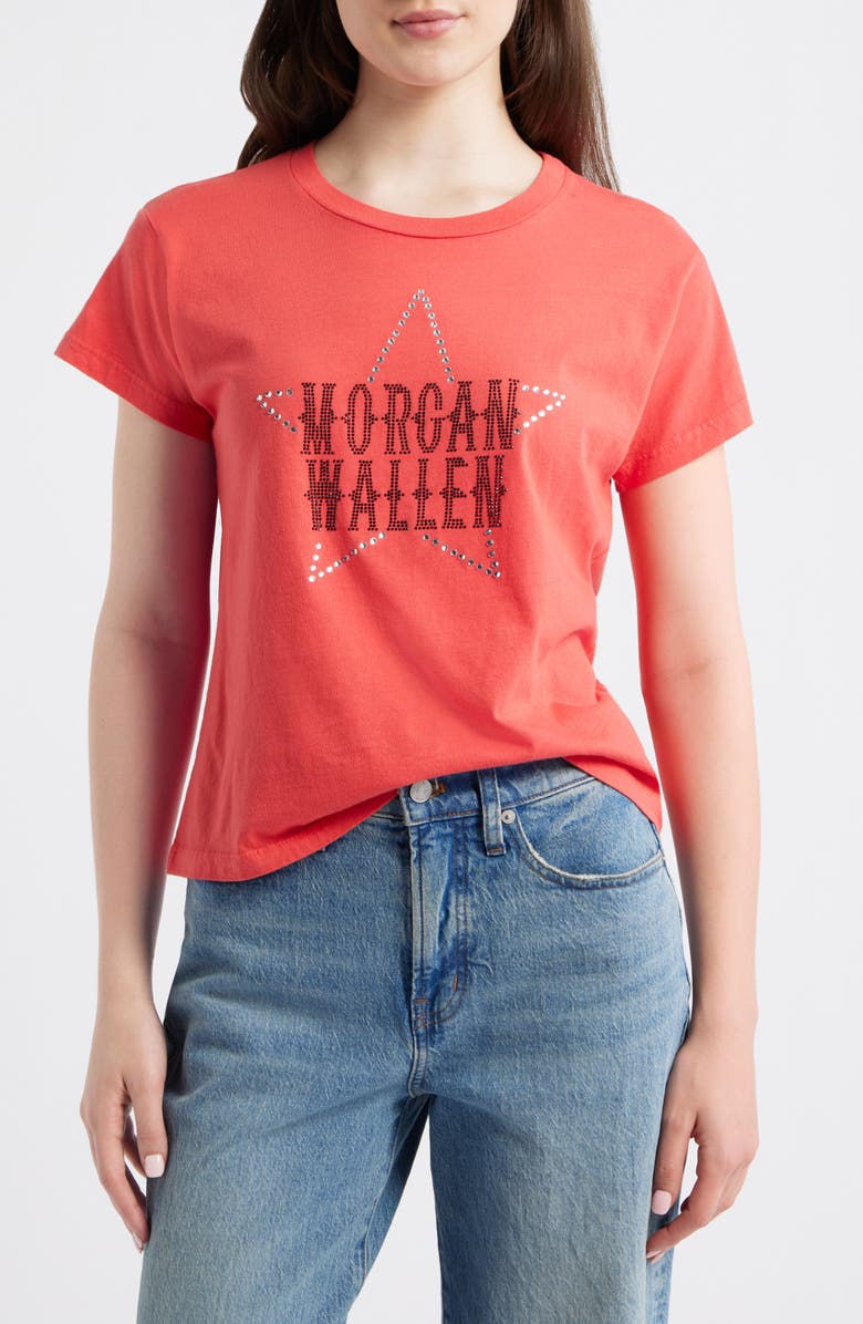 Daydreamer Morgan Wallen Rhinestone Star Graphic T-Shirt, Main, color, Deep Sea Coral