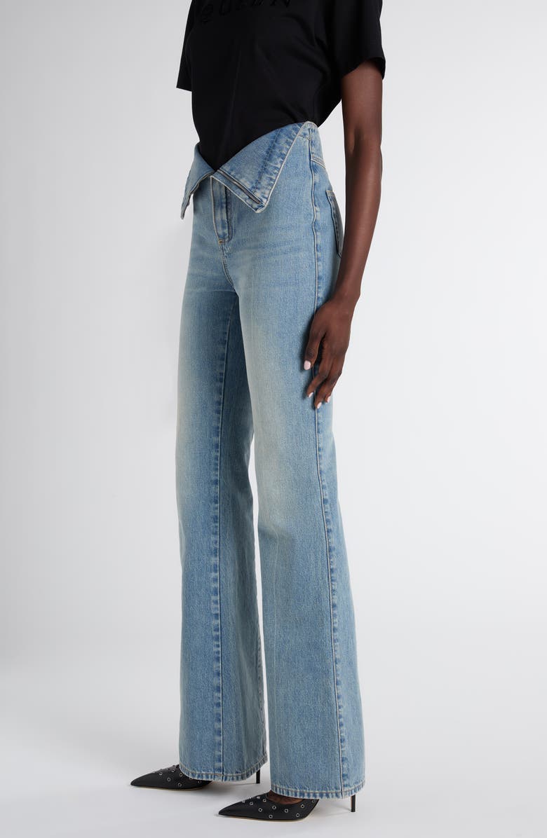 McQueen Foldover Waist Denim Bootcut Jeans, Alternate, color, Royal