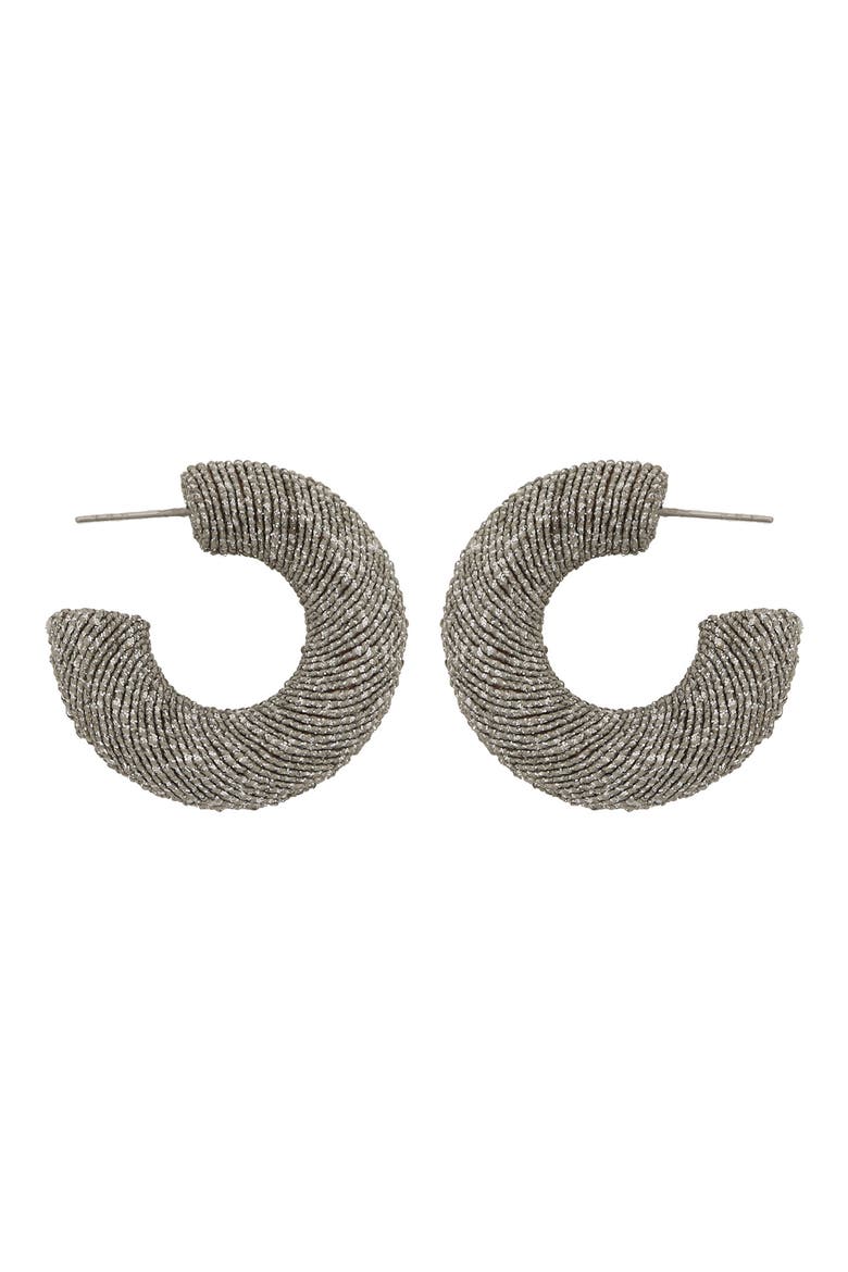 Wrapped Hoop Earrings, Main, color, SILVER