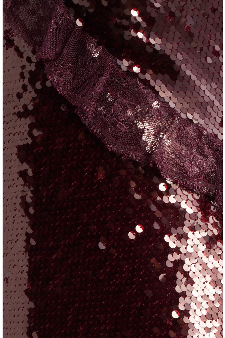 Rialto Sequin & Lace Gown, Alternate, color, BORDEAUX