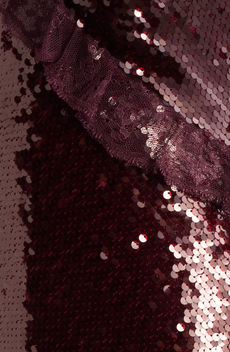 LoveShackFancy Rialto Sequin & Lace Gown, Alternate, color, Bordeaux