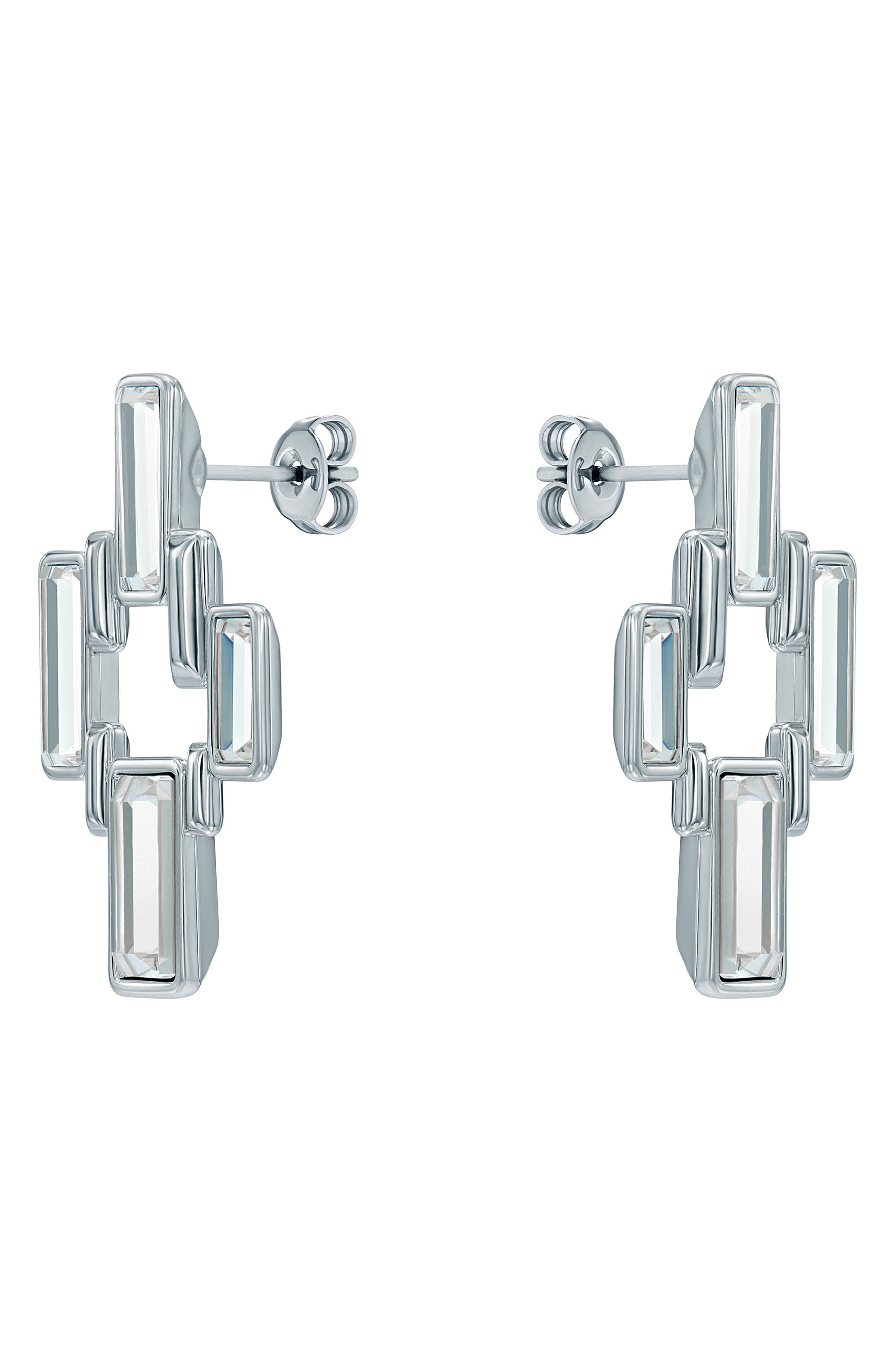 SILVER TONE CLEAR CRYSTAL