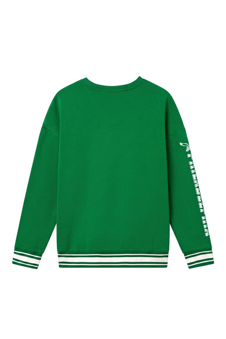 Philadelphia Eagles Oversize Striped Rib Fleece Crewneck Sweatshirt, Alternate, color, KELLY